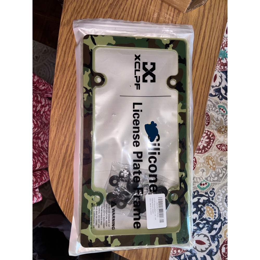 XCLPF Silicone License Plate Frame Green Camouflage Weather Proof Rust Proof NEW